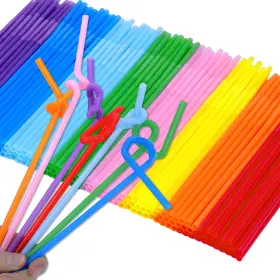 Tomnk 611434239500 300pcs 10.3 Inches Disposable Flexible Bendy Drinking Straws Plastic