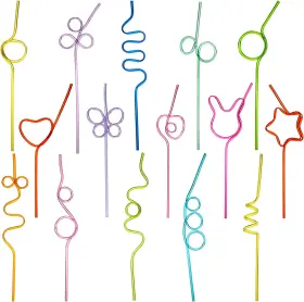 Tomnk 705353636394 30pcs Crazy Straws 15 Assorted Colorful Silly For Kids Fun Varied