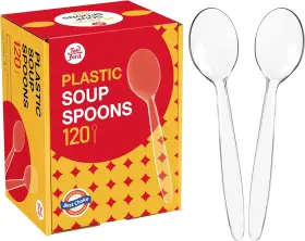Tf-100s-120c Tonford Plastic Soup Spoons Heavy Duty Disposable Cutlery Deepened Spoon Bowl For Hot