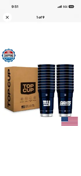 B0ghswgtjb Top Cup Nfl New York Giants 20 Oz Reusable Aluminum Cups Count - Officially License