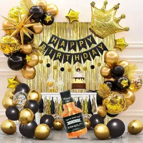Torerun 753481784784 Black And Gold Birthday Party Decorations Set For Men Boys Happy Banner