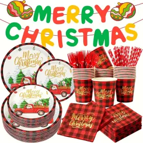 Totoma 765015971294 Christmas Party Decorations Paper Plates And Napkins 25 Guest Disposable S