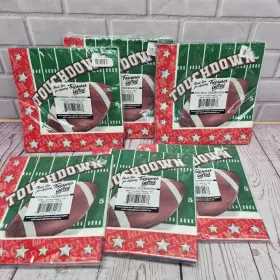 Touchdown 810107080177 Football Party Napkins Nfl Dinner Snack Red White Blue Lot Of 6- 16ct Package