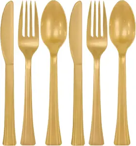 4546.1899999999996 Trademart Inc. -- Dropship Assorted Gold Plastic Cutlery Pack Of 24 - Elegant Durable And Disposable Party