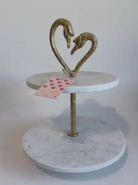 16-tall Travel The World From Home 2 Swan Tiered Natural Marble Stand Love And Cupcakes Appetizers Sandwiches