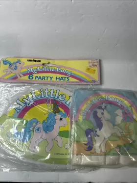 Trend Setters 011179012510 1987 New Sealed My Little Pony 7 Inch Paper Party Hats And Beverage Napkins Hasbro