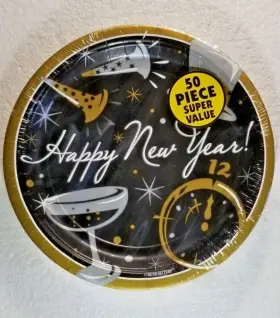 Trend Setters 048419729761 New Years Party Plates 50 Count Pack Happy Year 9 Inch Size Made In Usa