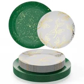 Trendables 743795010105 Christmas Plates Disposable 40 Pcs Dinnerware Set Plastic Pl