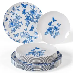 Trendables 743795999257 80 Piece Plastic Disposable Plates Set For 40 Guests I X 8 Inch Dessert Plate