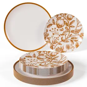 Trendables 810144491547 80 Piece Plastic Disposable Plates Set For 40 Guests I X 8 Inch