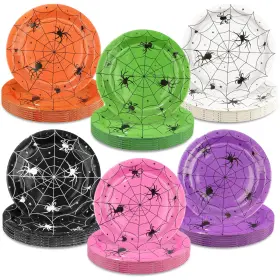 Bh-1858 Trewave 60 Pcs Halloween Paper Plates 9 Inch Disposable Spider Dessert Spiderw
