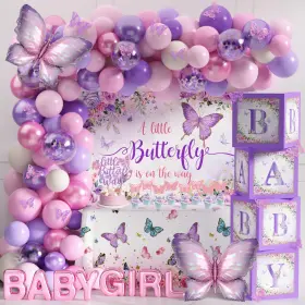 Zhbh-1008 Trewave Butterfly Baby Shower Decorations For Girls A Little Is On The Way Par