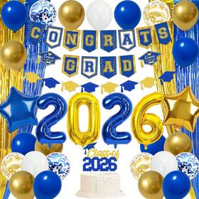 Trgowaul Rushj2024byzstz24011 Class Of 2026 Blue Gold Graduation Decorations Congrats Grad Gradua
