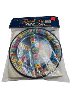 7352543836 Trivial Pursuit 1984 Snack Pack Ca Reed 8 Plates 16 Napkins Party Set Game Theme