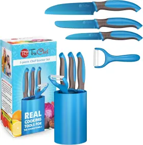 Mhadsv-1486 Truchef 5 Piece Kids Cooking Set - Knives Peeler And Pcs Blue Knife