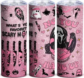 Zsb20-manyin-253-114409 Tumbtu Pink Spooky Cute 20oz Skinny Tumbler Halloween Horror 20 Ounces