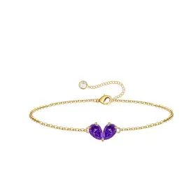 Turandoss 652569158618 Double February Pear Birthstone Bracelet- Created Amethyst Cut