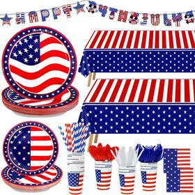 Turnmeon Cao-24cp30-us3-1 244pcs 4th Of July Decorations Patriotic American Flag Red White And Blue