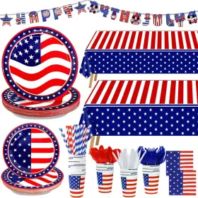 Cao-24cp30-us3-1 Turnmeon 244pcs 4th Of July Decorations Patriotic American Flag Red White And Blue