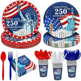 Cao-24dcs24-us3-1 Turnmeon 168pcs 4th Of July Decorations 250th Anniversary Patriotic Party Supplies Americ