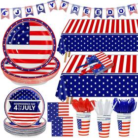Turnmeon Cao-24dcs30-us3-1 214pcs 4th Of July Decorations American Flag Patriotic Party Supplies - Serve 30