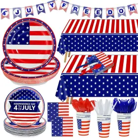 Cao-24dcs30-us3-1 Turnmeon 214pcs 4th Of July Decorations American Flag Patriotic Party Supplies - Serve 30