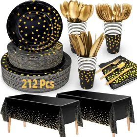 Hny25-cj30-a-us3-1 Turnmeon 212 Piece New Year Paper Plates And Napkins Disposable Dinnerware Set Serve 30