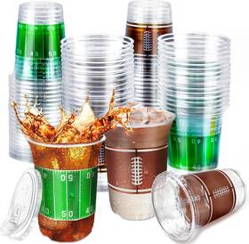 Turnmeon Lzy-cjw-cups-50-us1-1 50 Pcs 16 Oz Football Party Supplies Cups With Lids Thickened