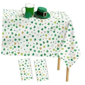 Tn1084 Turstin 2 Packs St. Patrick S Day Plastic Shamrock Tablecloth 54 Inch X 108 Waterproof