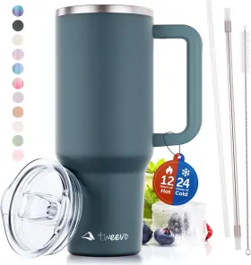 Tw4100 Tweevo 40 Oz Tumbler With Handle And Straw Made Of Stainless Steel - Charcoal