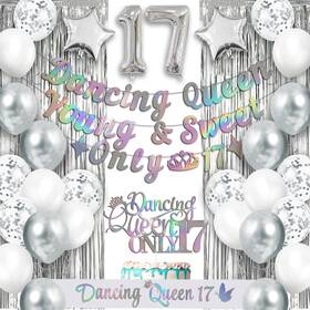 Txscoxwp1 Xsc011700001 17th Birthday Decorations For Girls-dancing Queen Young And Sweet Only 17 Banne