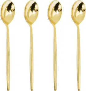 7803 U-qe 180pcs Gold Plastic Spoons Disposable Heavy Duty Heavyw
