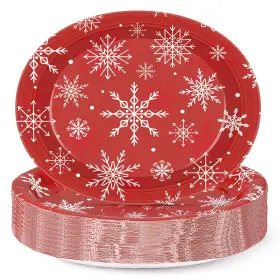 C214-sd-lr-cp-1 Uarehiby Christmas Paper Plates 50 Count Heavy Duty Plate 10 Inch X 12.5 D
