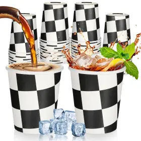 Acc9s5qy8 Ubamdom Am554586 1 50 Pieces Checkered Cups 9 Oz Paper Flag Party Supplies Black And W