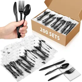 Ggn-uiifan-13 Uiifan 200 Set 800 Pcs Plastic Silverware Sets Individually Wrapped Utensils