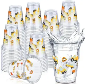 Ggn-uiifan-2030 Uiifan 50 Pcs Construction Cups Birthday Party Supplies 12 Oz Theme Pla