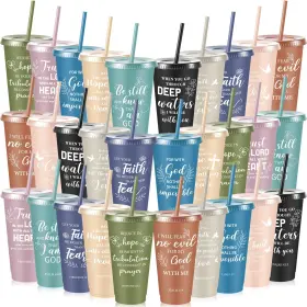 Ggn-uiifan-4221 Uiifan 30 Pcs Christian Gifts Cups Bulk For Women Bible Verse Tumbl