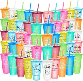 Ggn-uiifan-831 Uiifan 50 Pcs Christian Gifts Cups Bulk For Women Bible Verse Bright Color
