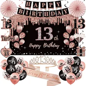 Cr32472 Uiorgui 13th Birthday Decorations For Girls 33pcs Its My Crown And Sas