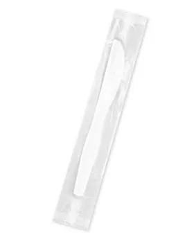 S-18495 Uline 1000 Individually Wrapped Plastic Knives Bulk Pack - Standard Weight White