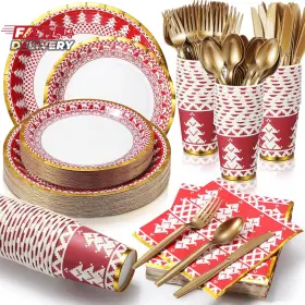 Meq-umigy-877 Umigy 200 Pcs Christmas Dinnerware Set Disposable Paper Plates And Nap