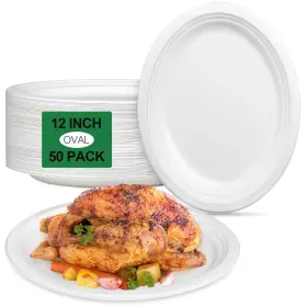 Uni-12in-opwh50 Uniecocus Large Paper Plates 12 Inch 50 Pack Pcs White