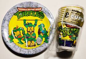 Unique 011179011841 Vintage 1989 Teenage Mutant Ninja Turtles Paper Plates Cups New Sealed Party