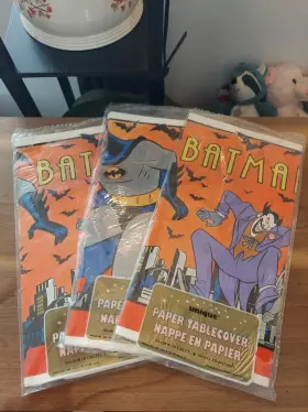 Unique 011179103034 Vintage 1993 Dc Comics Batman Paper Tablecloth 54 Inch X 84 Nip Lot Of 3