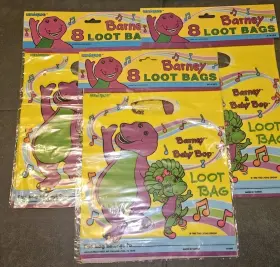 Unique 011179143832 Vintage 1992 Barney Baby Bop Party Loot Bags 90s New Lot Of 3 Packs 8