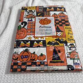 Unique 011179161034 Vintage 1997 Happy Country Witches Halloween Flannel Backed Vinyl 52 Inch Tablecloth