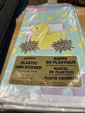 Unique 011179163038 Baby Shower Plastic Tablecover And Plates Duckies Bears