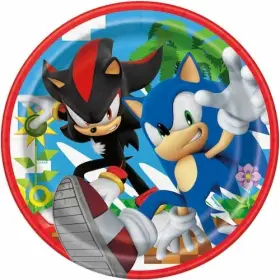 Unique 011179218097 Sonic The Hedgehog Small Round 7 Inch Dessert Paper Plates 8 Count