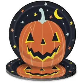 Unique 011179234158 Pastel Pumpkin Halloween Round Dinner Plates- 9 Inch I Pack Of 8