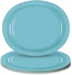 Unique 011179468584 46858 Oval Paper Plates-teal Colour-pack Of 8